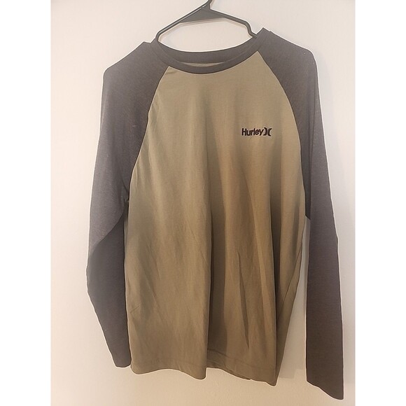 Hurley Long Sleeve T-Shirt Men’s Medium Green W Black Sleeve - Picture 3 of 12